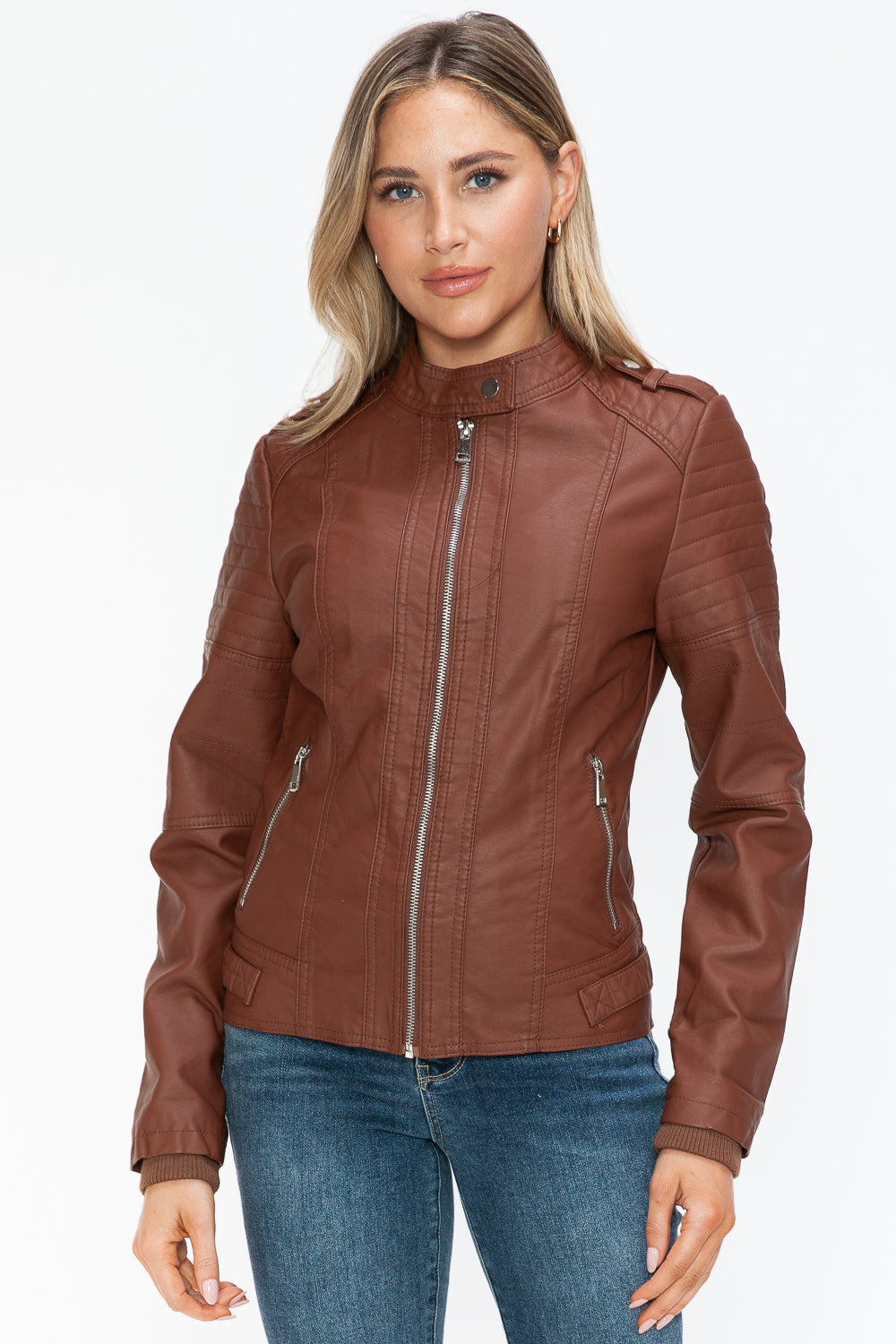 Outfit Flow - Snobbish PU Leather Biker Jacket with Side Zip Pockets