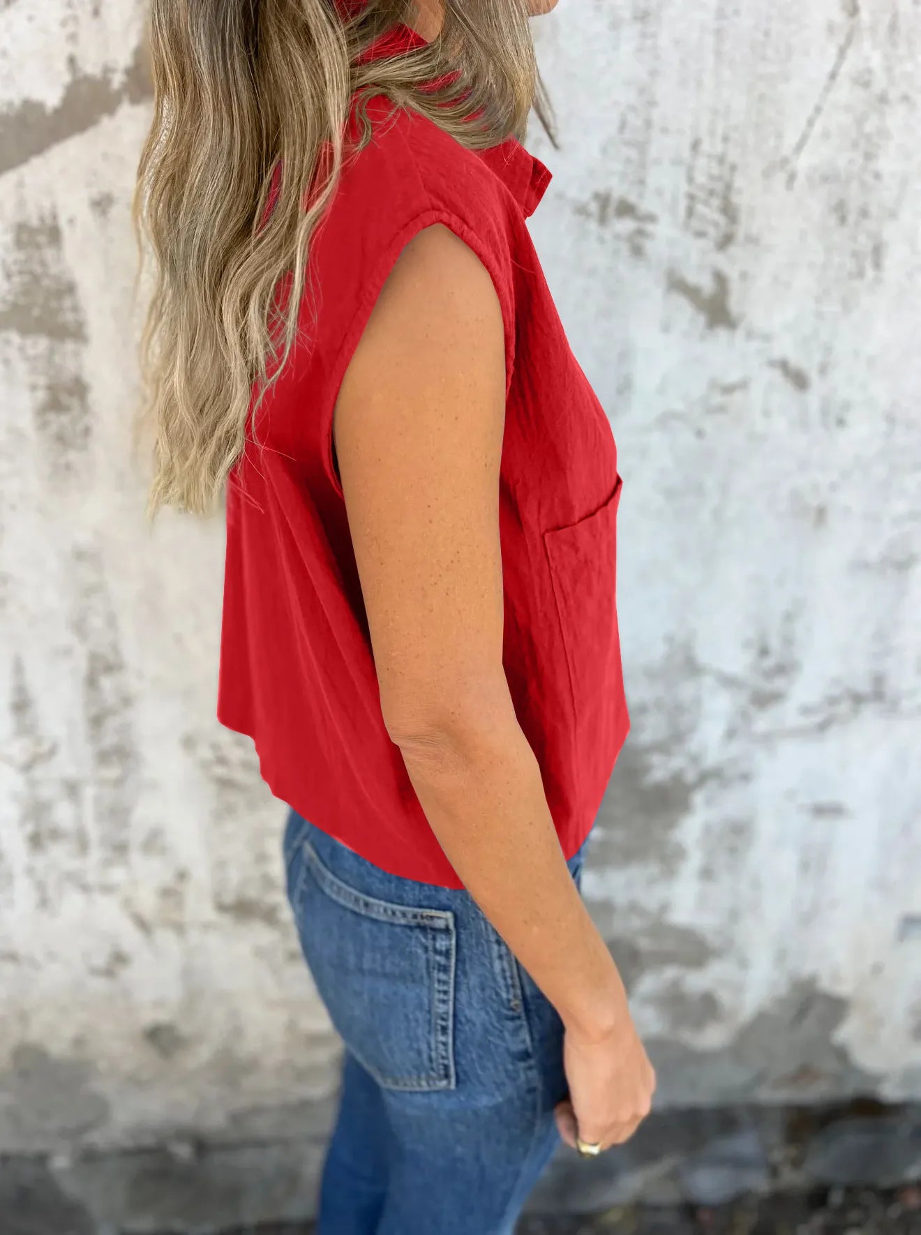 Full Size Button Down Cap Sleeve Linen Shirt Plus Size OutfitFlow