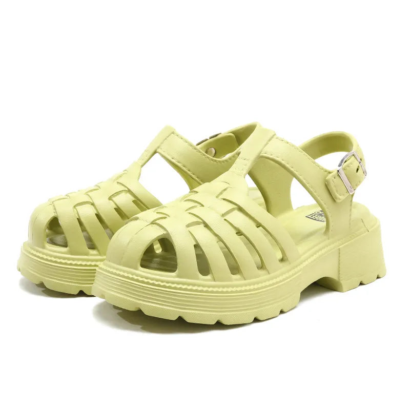 Round Toe Platform Sandals Lime OutfitFlow
