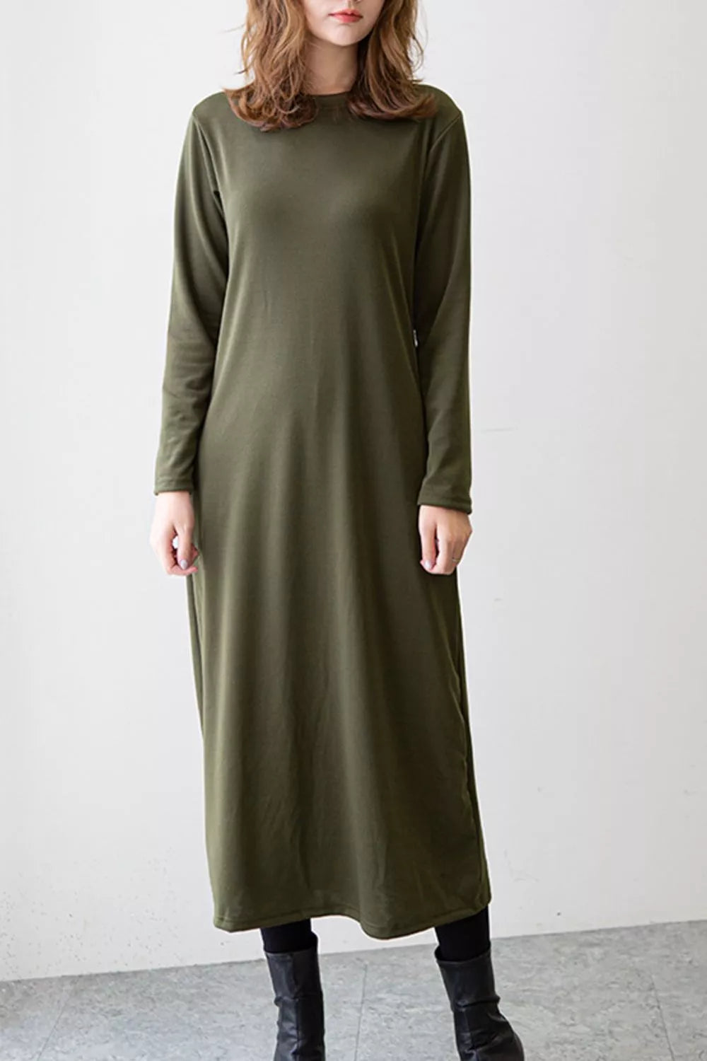 Casual Long Sleeve Midi Dress OutfitFlow
