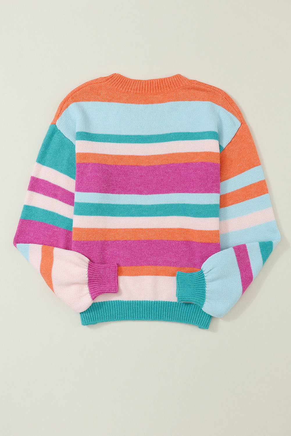 Outfit Flow - Striped Round Neck Drop Shoulder Sweater