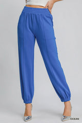 Umgee Drawstring Jogger Pants with Front Seam Detail OCEAN OutfitFlow