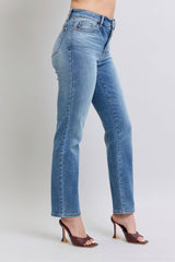 Judy Blue Full Size Wash Thermal Straight Jeans with Pockets