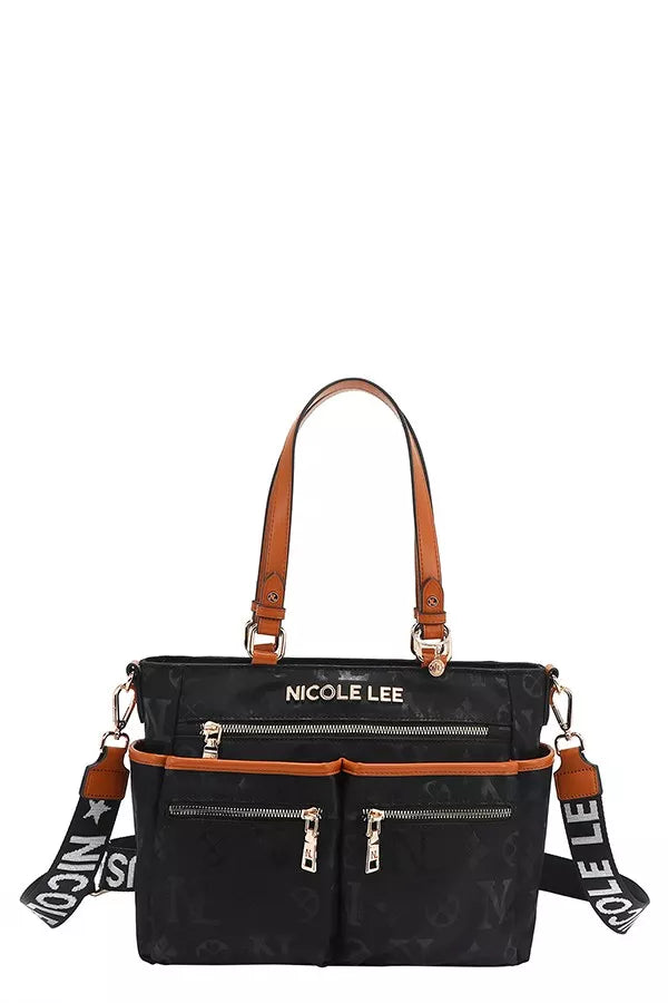 Nicole Lee USA Multi-Compartment Convertible Tote Bag BLACK One Size Trendsi
