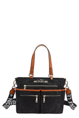 Nicole Lee USA Multi-Compartment Convertible Tote Bag BLACK One Size Trendsi