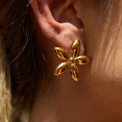 18K Gold-Plated Flower Stud Earrings Gold One Size OutfitFlow