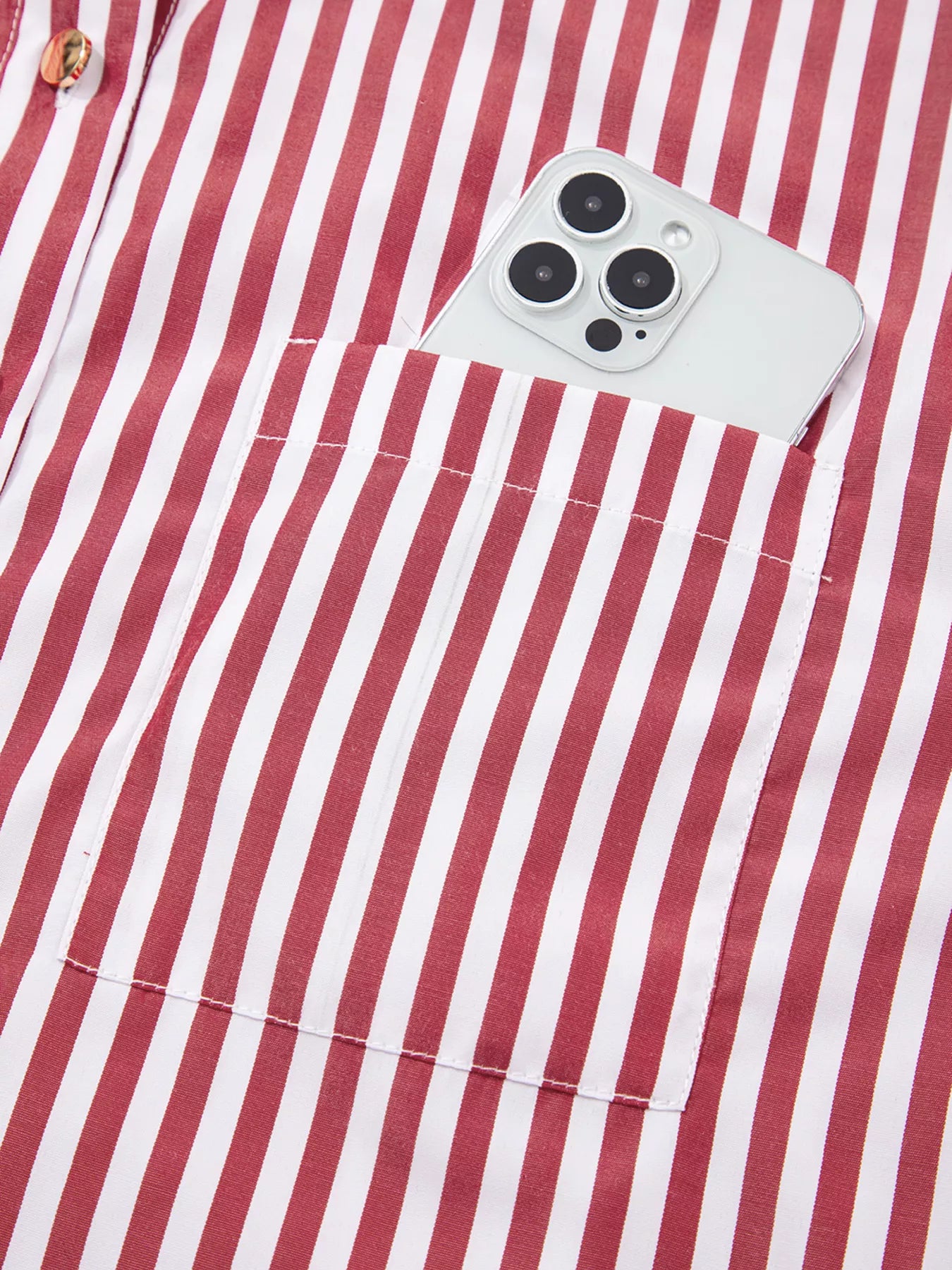 Striped Button-Up Long Sleeve Shirt OutfitFlow