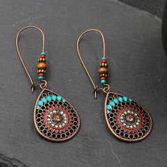 Alloy Oil Drip Beaded Teardrop Earrings OutfitFlow