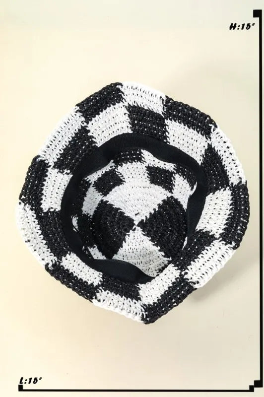 Fame Checkered Pattern Knit Bucket Hat OutfitFlow