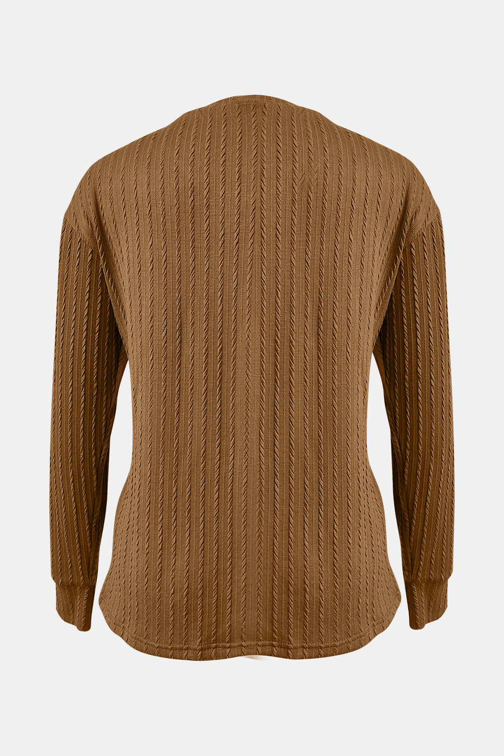 Outfit Flow - Textured V-Neck Long Sleeve T-Shirt