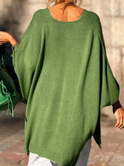 Ribbed Hem V-Neck Sweater OutfitFlow