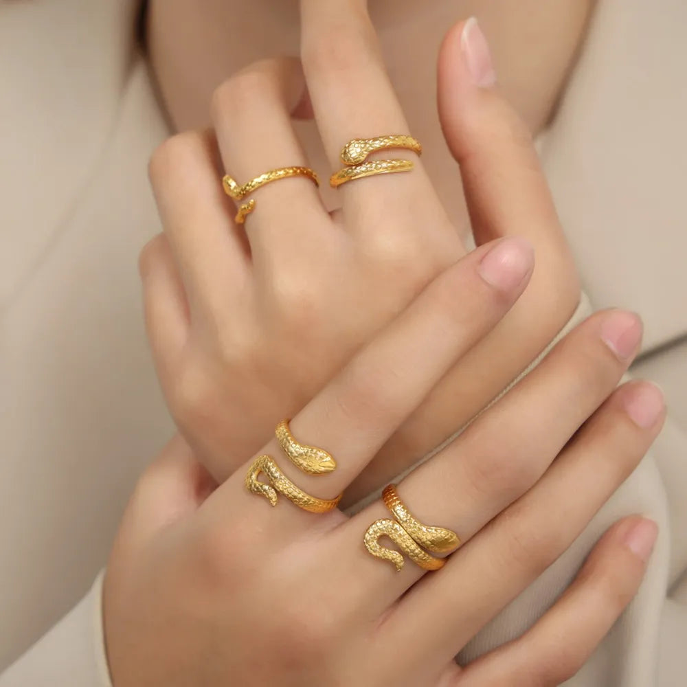 Titanium Steel Snake Shape Bypass Ring OutfitFlow