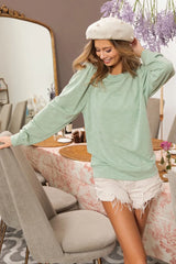 BiBi Slub Terry Puff Shoulder Sweatshirt OutfitFlow
