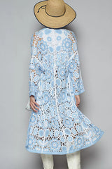 POL Open Front Crochet Cardigan with Knit Weave Patterns OutfitFlow