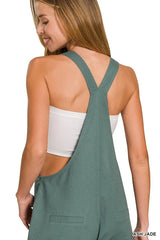 Zenana Woven Knot Strap Overalls OutfitFlow