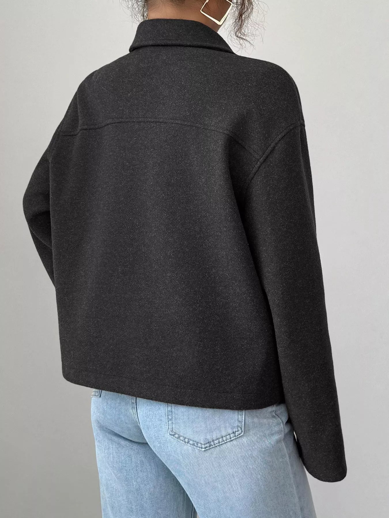 Casual Zip-Up Long Sleeve Jacket Trendsi
