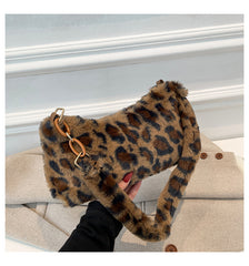 Leopard Fluff Shoulder Bag