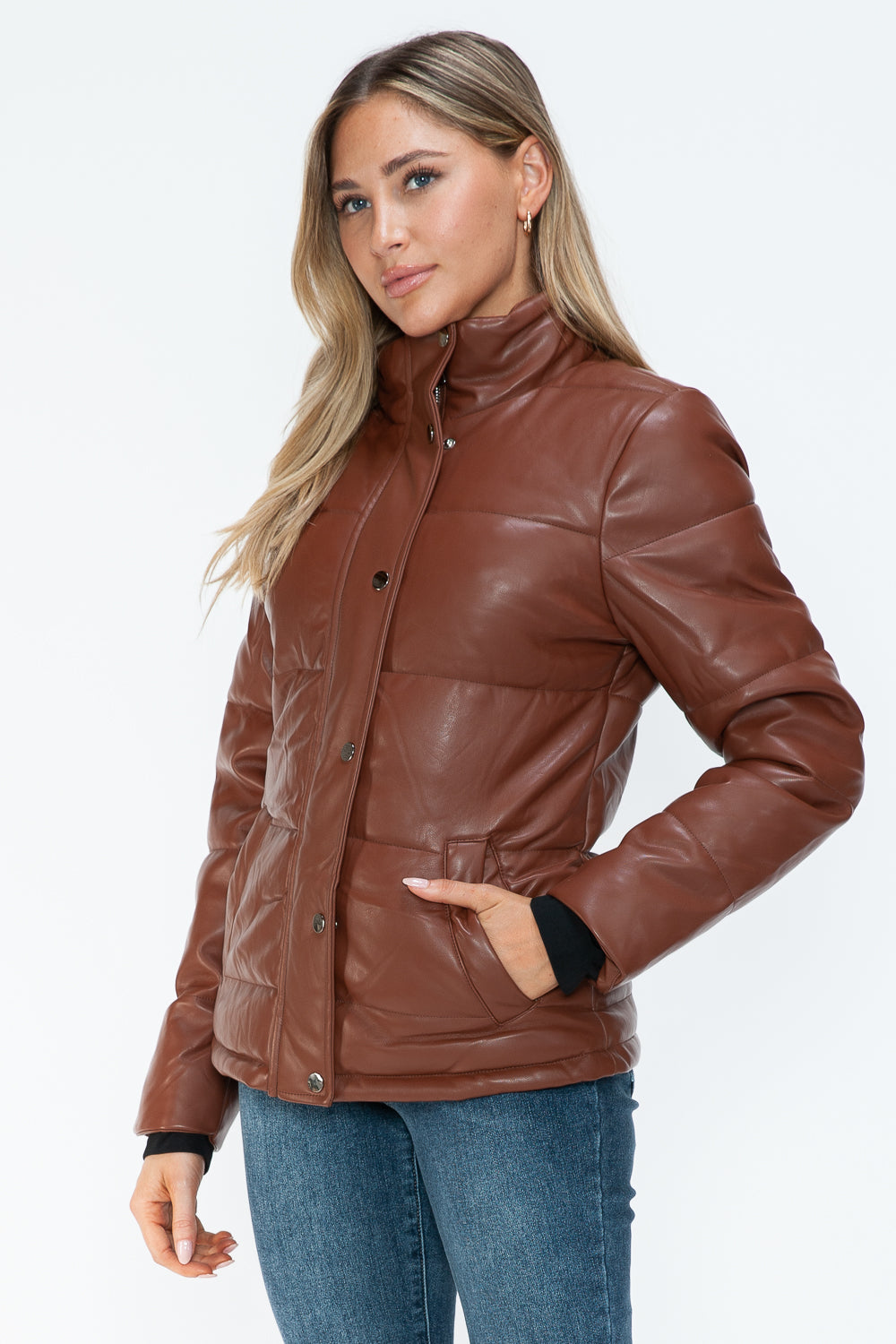 Outfit Flow - YMI Pocketed Zip Up Turtleneck Puffer Jacket