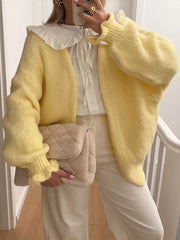 Open Front Ribbed Hem Cardigan OutfitFlow