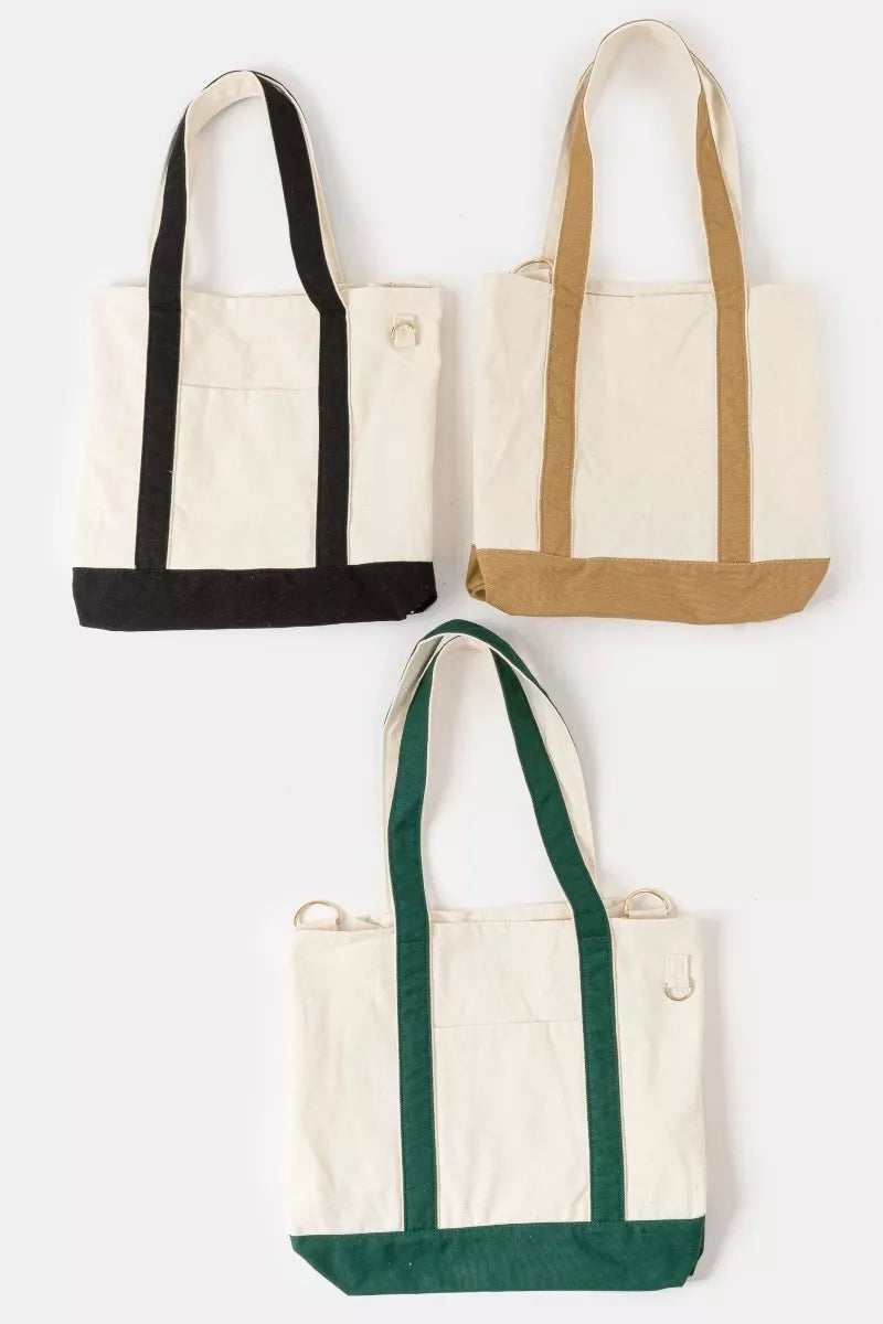 Fame Contrast Trim Tote Bag OutfitFlow