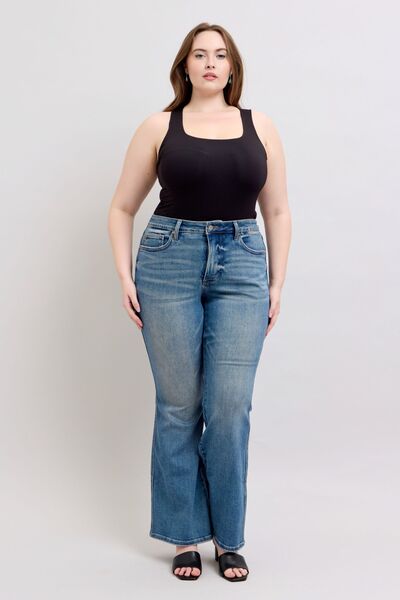 Judy Blue MR Tummy Control Vintage Wash Jeans OutfitFlow