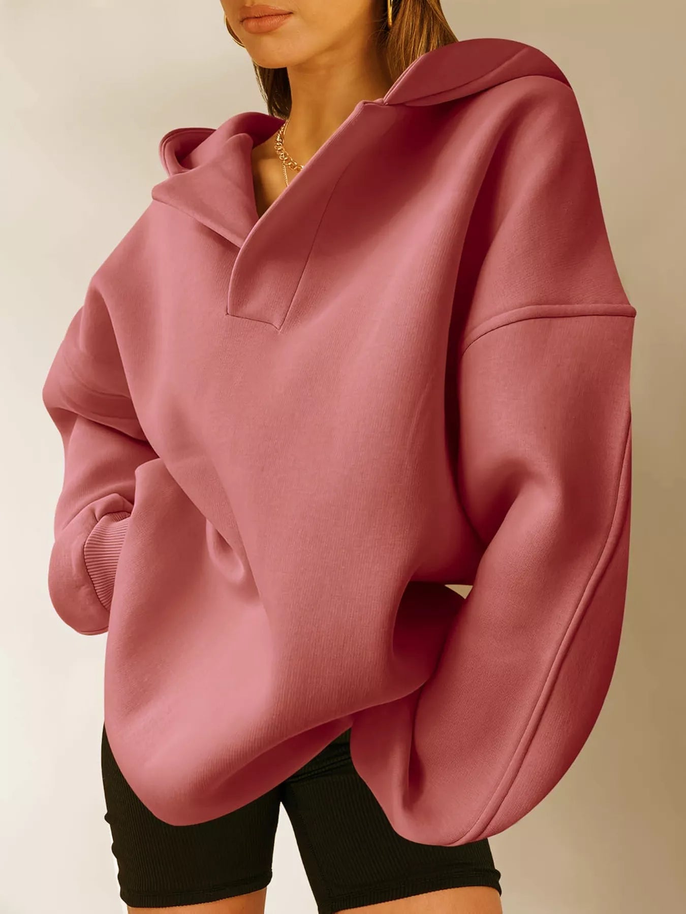 Dropped Shoulder Long Sleeve Sweatshirt OutfitFlow