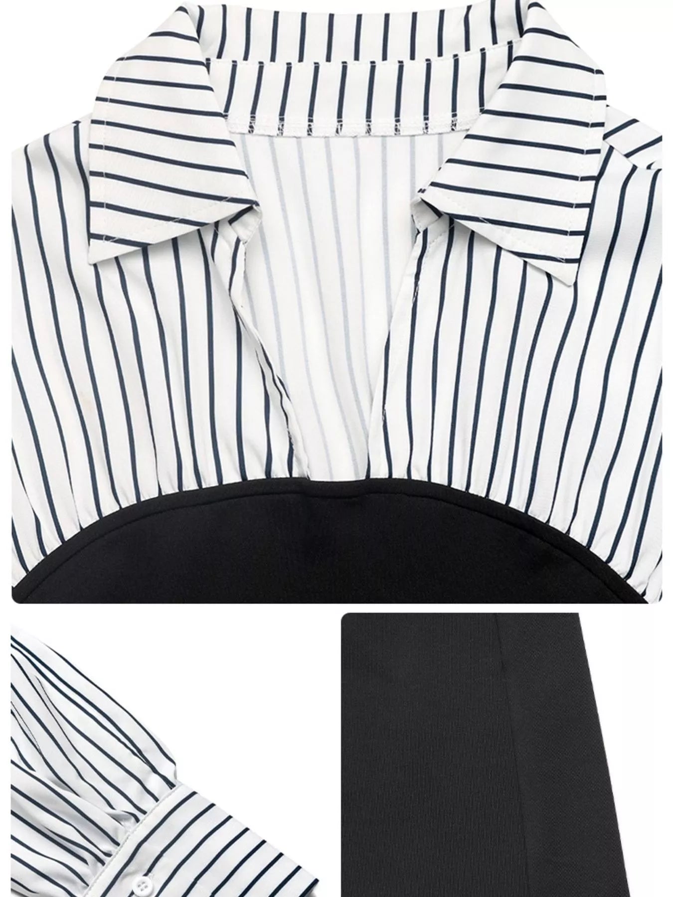 Striped Shirt Panel Bodycon Mini Dress OutfitFlow
