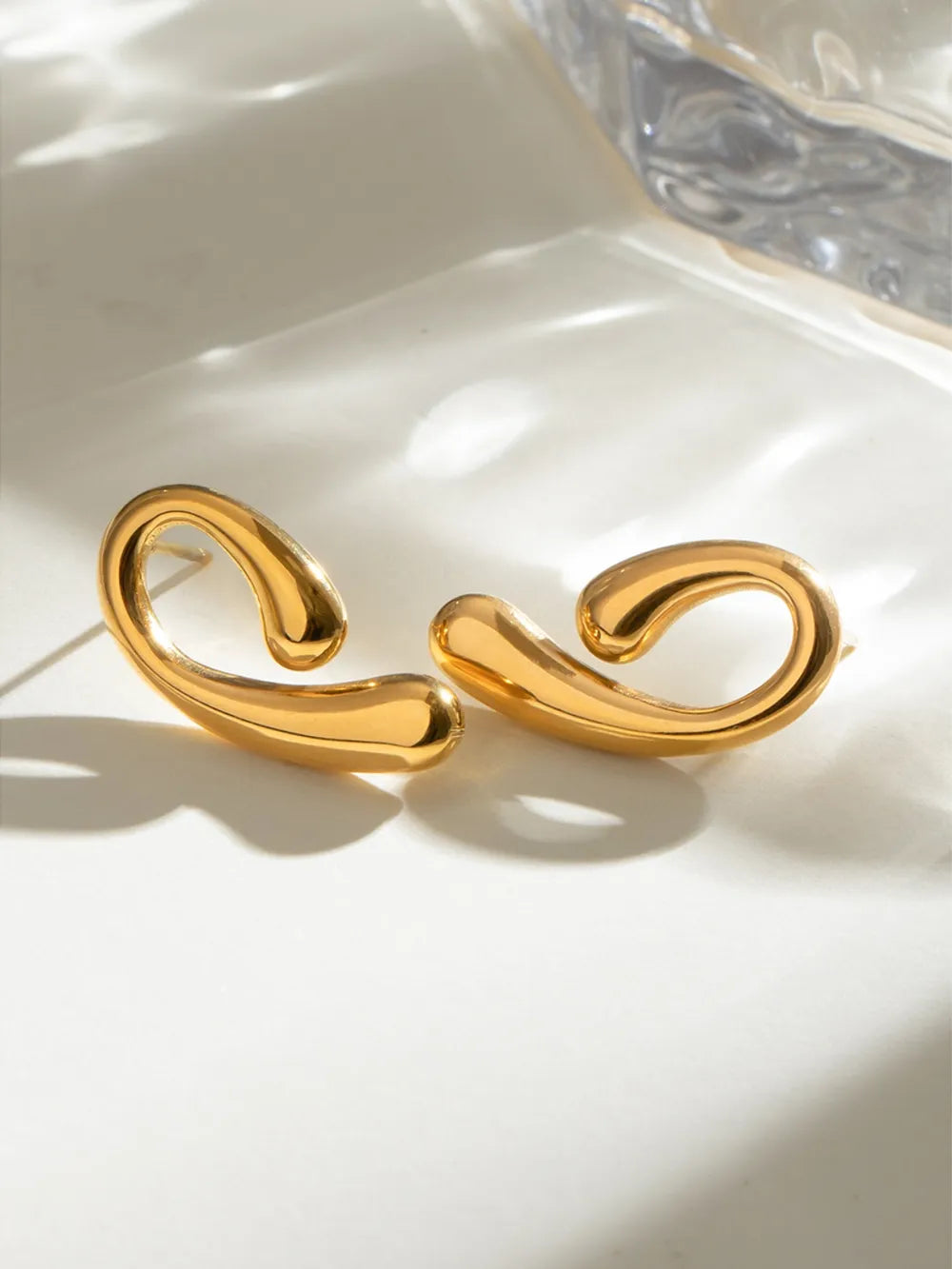 18K Gold-Plated Stainless Steel Geometric Shape Earrings OutfitFlow
