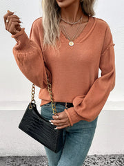 V-Neck Dropped Shoulder Sweater Trendsi