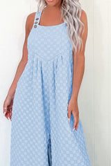 Checkered Pocketed Wide Leg Overalls OutfitFlow