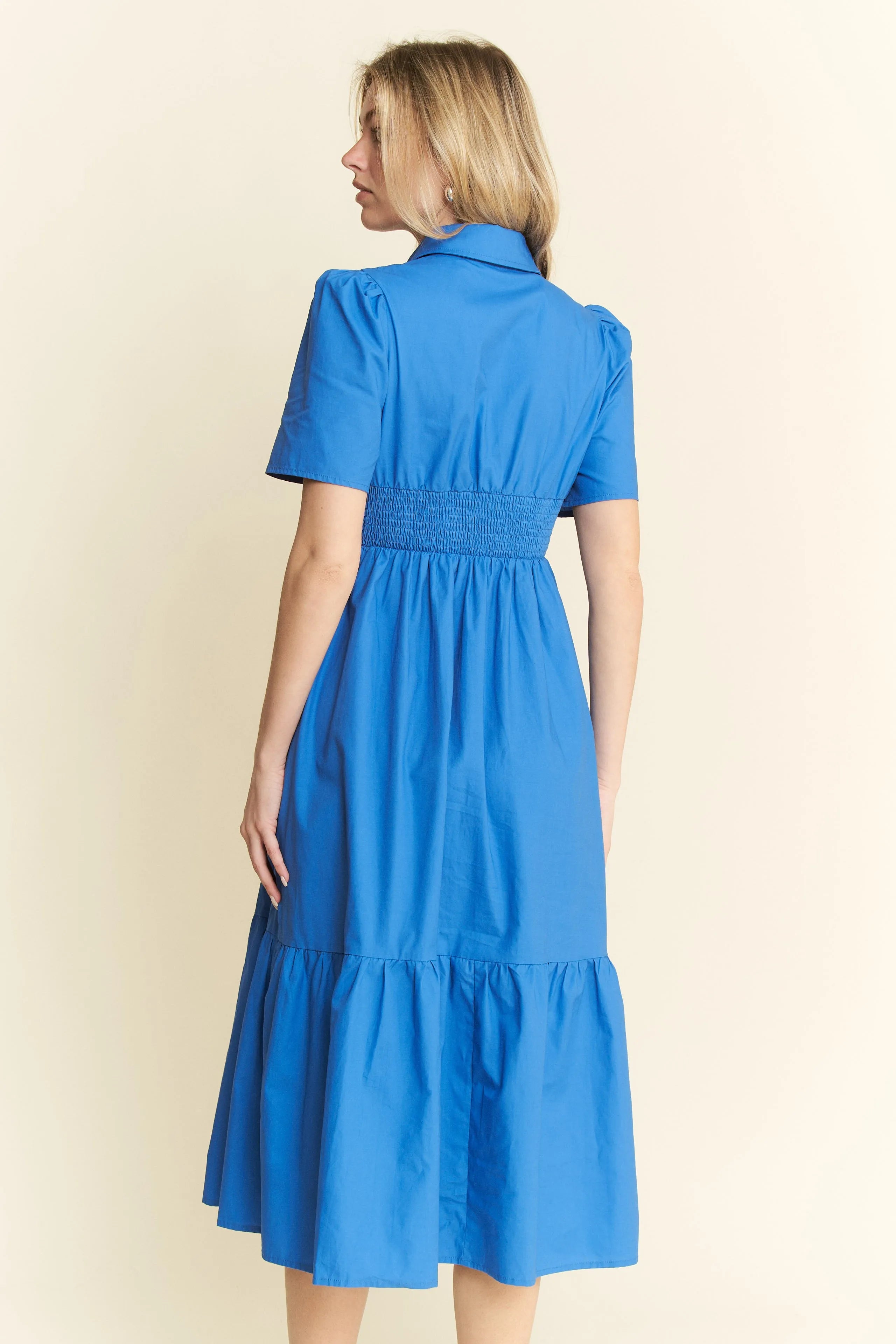 Jade By Jane Short Sleeve Button Down Midi Dress OutfitFlow
