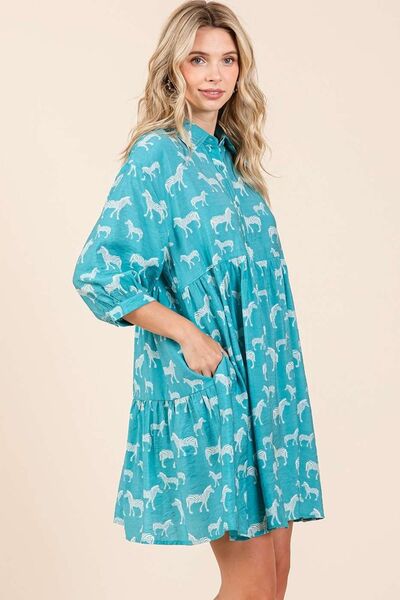 Mittoshop Zebra Print Button Down Shirt Mini Dress OutfitFlow