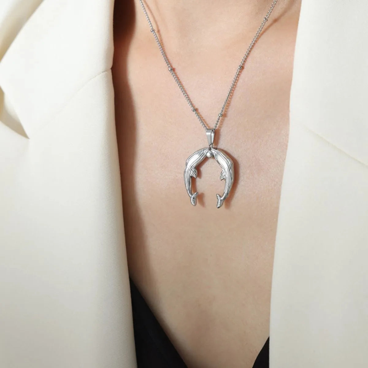 Gold Horseshoe Jewelry Set with Necklace and Earrings Silver One Size OutfitFlow