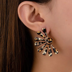 Leopard Print Fan-Shaped Earrings OutfitFlow