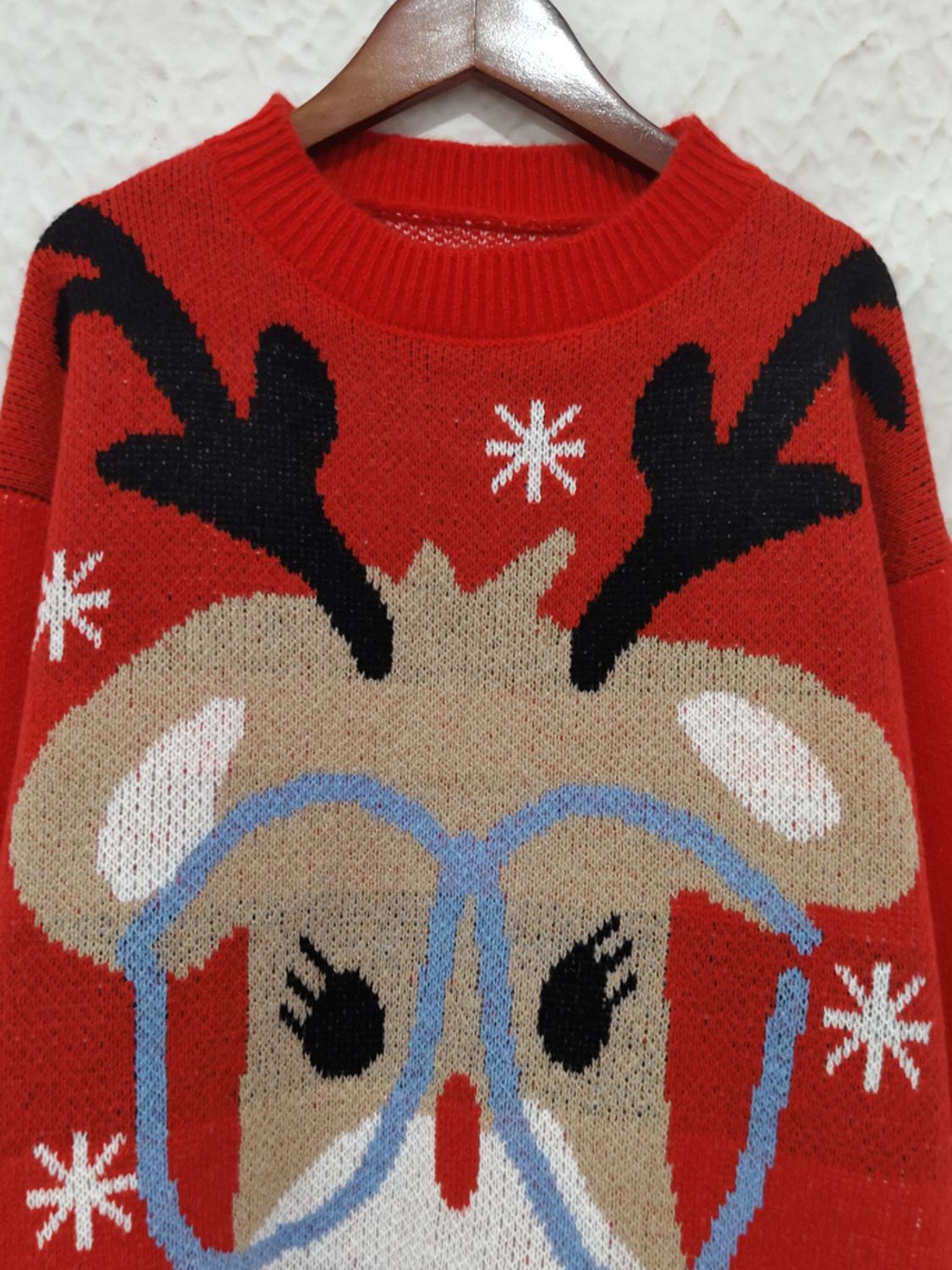 Outfit Flow - Reindeer Round Neck Dropped Shoulder Sweater