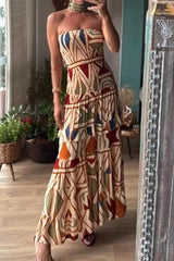 Smocked Printed Tube Dress OutfitFlow