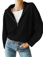 Half-Zip Long Sleeve Sweater OutfitFlow