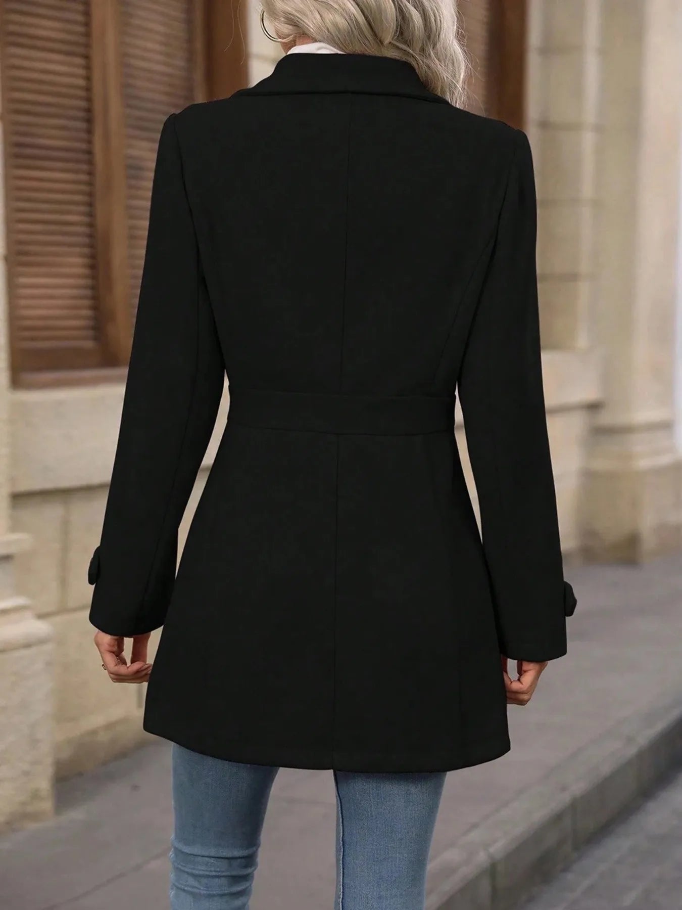 Button Up Long Sleeve Coat Trendsi