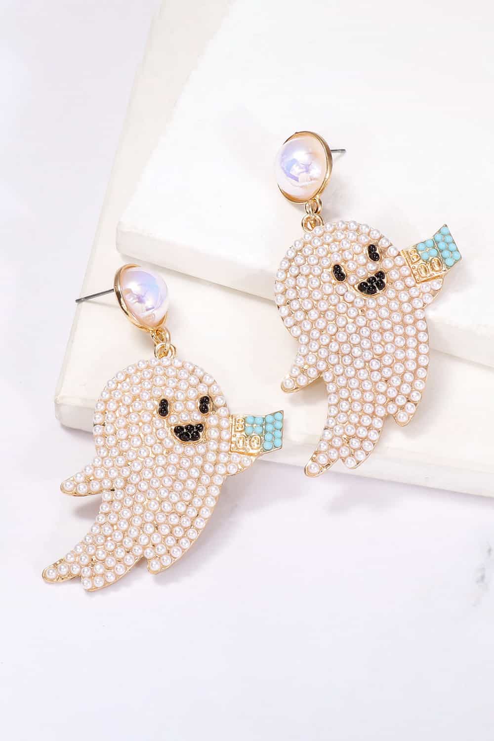 Ghost Shape Synthetic Pearl Dangle Earrings OutfitFlow