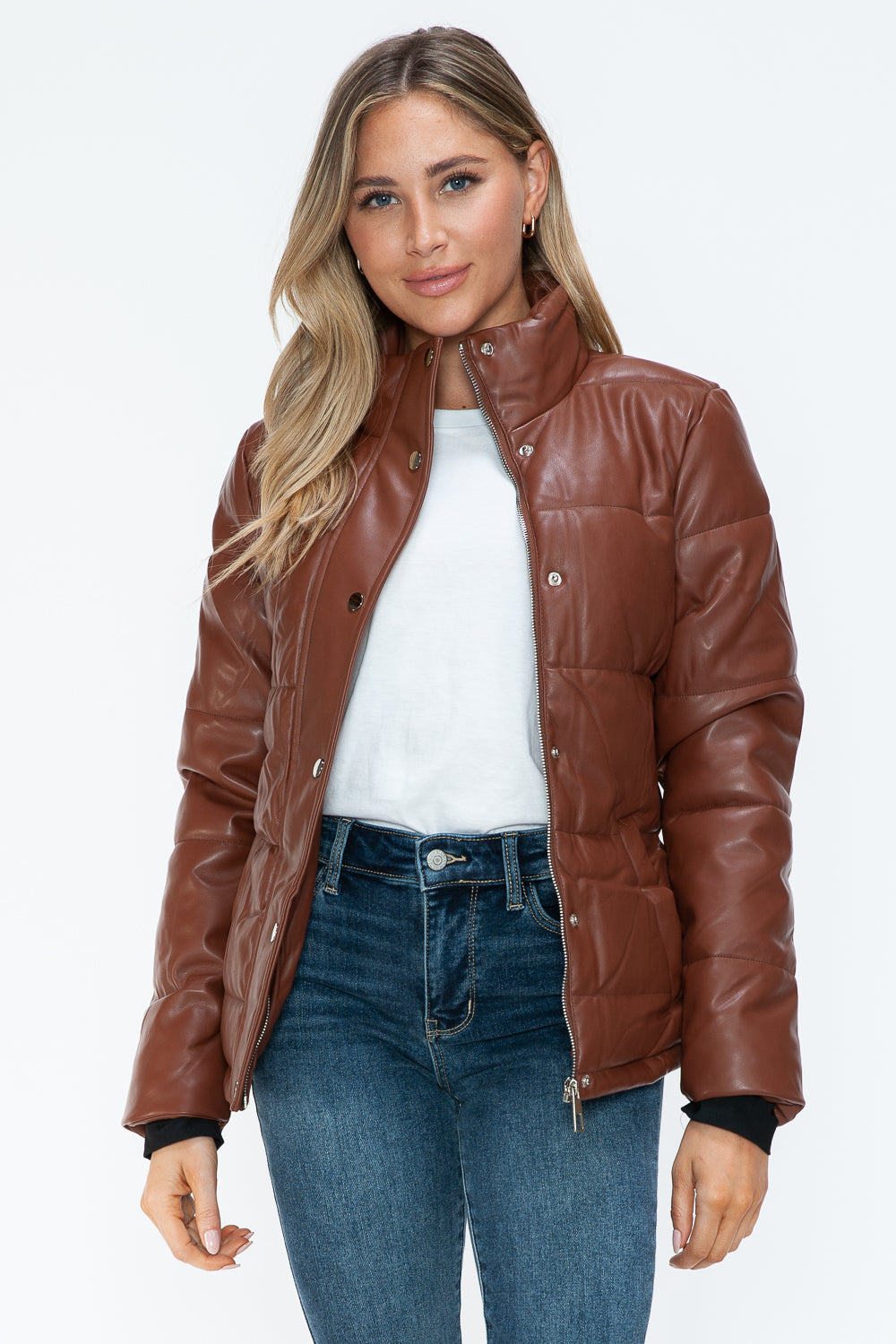 Outfit Flow - YMI Pocketed Zip Up Turtleneck Puffer Jacket