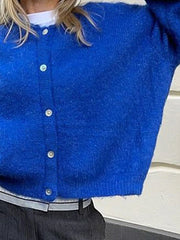 Button-Up Cropped Sweater Cardigan OutfitFlow