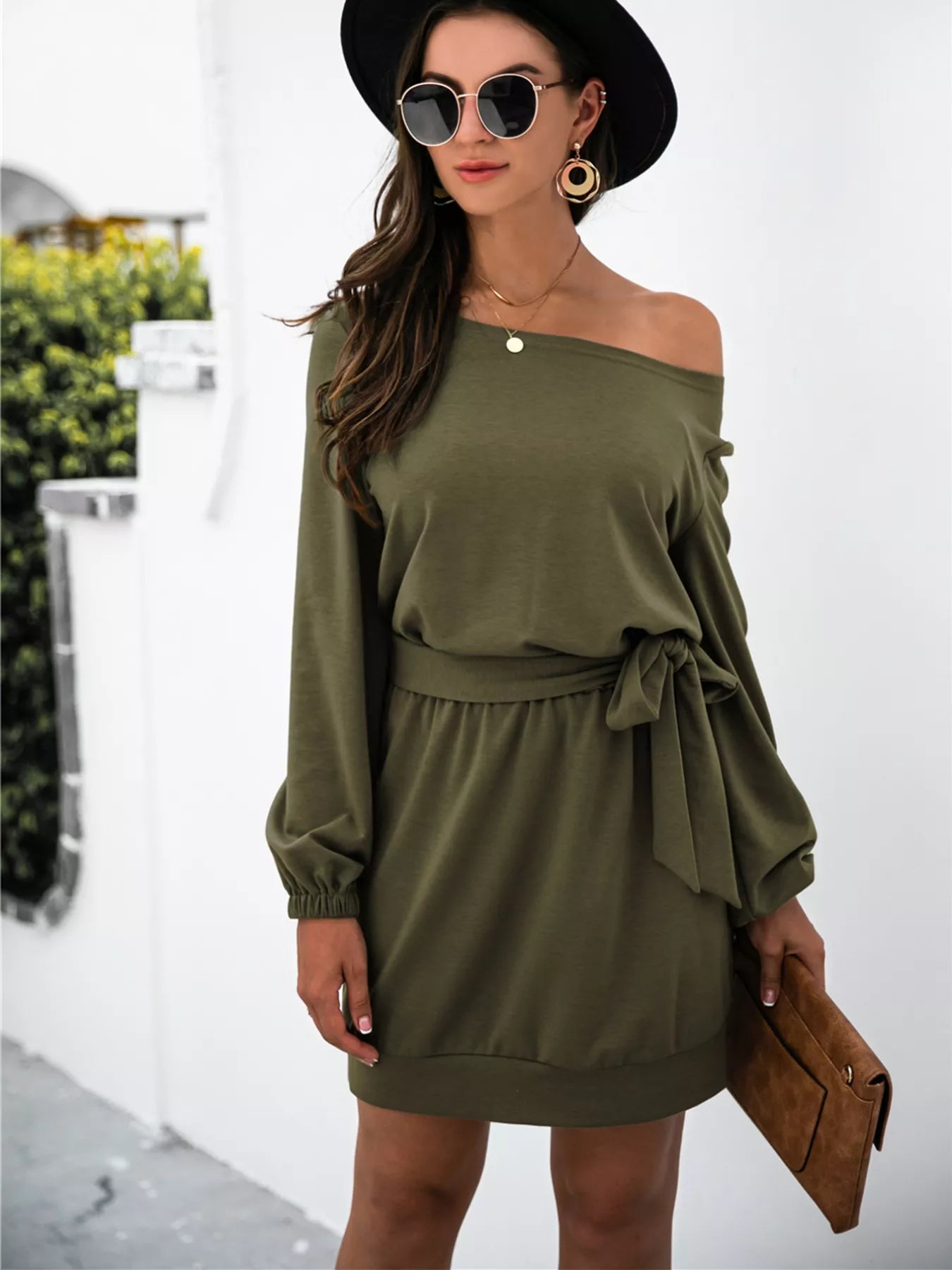 One Shoulder Tie Waist Dress OutfitFlow