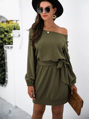 One Shoulder Tie Waist Dress OutfitFlow
