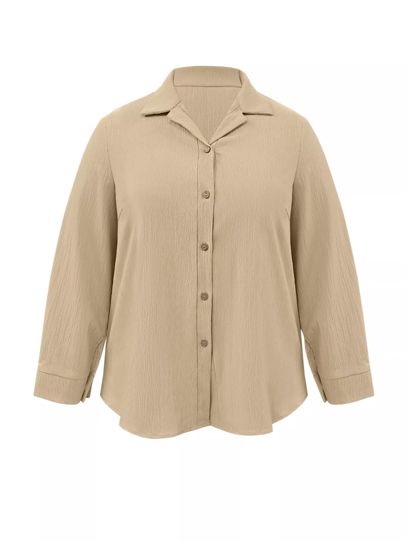Plus Size Casual Long Sleeve Button-Down Shirt OutfitFlow