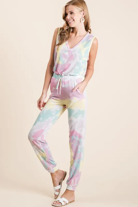 BiBi Tie Dye French Terry Casual Pants OutfitFlow