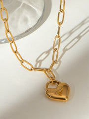 Outfit Flow - 18K Gold-Plated Stainless Steel Heart Pendant Necklace