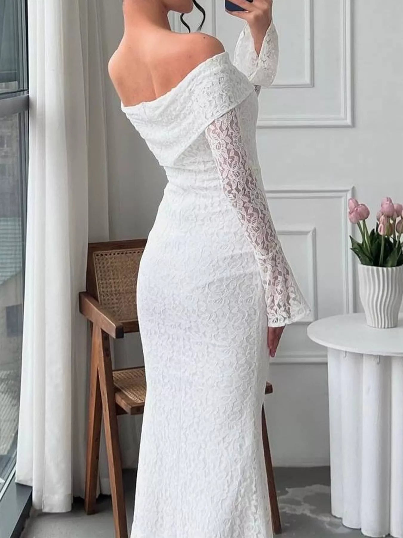 Off-Shoulder Lace Bodycon Maxi Dress OutfitFlow