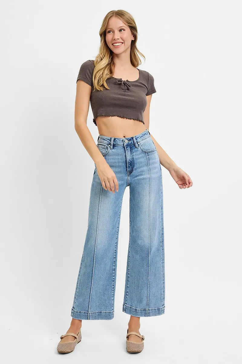 RISEN Full Size High Rise Crop Wide Leg Jeans Plus Size OutfitFlow