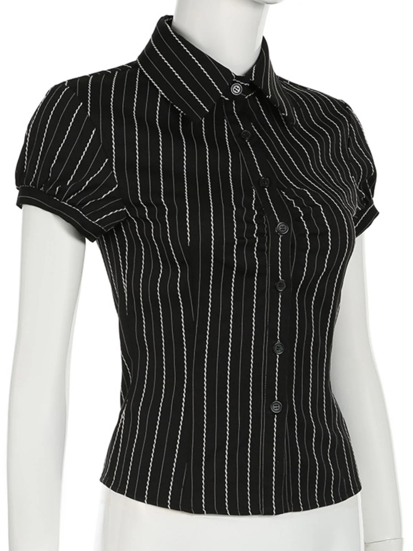 Striped Button-Down Collared Neck Shirt OutfitFlow