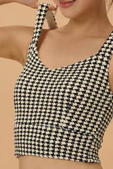 Crisscross Back Houndstooth Active Bra OutfitFlow